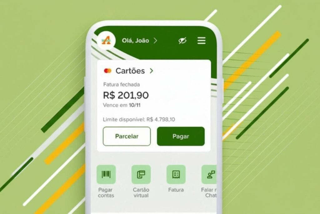 Tela do aplicativo do cartão Atacadão mostrando detalhes da fatura, incluindo valor, vencimento e limite disponível.